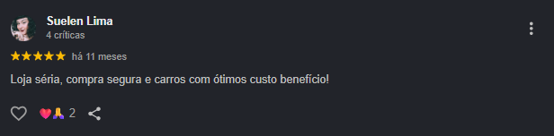 Avaliacao de cliente da MP Automoveis 4