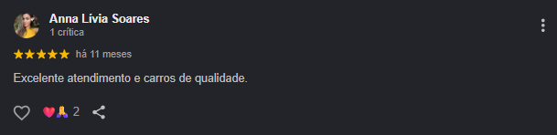 Avaliacao de cliente da MP Automoveis 5