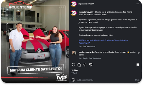 Cliente da MP Automoveis recebendo atendimento